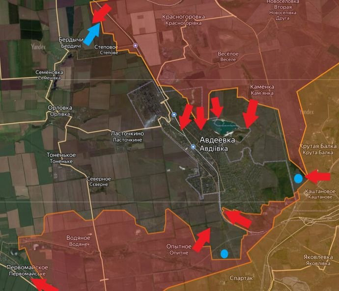 Карта боевых действий под Авдеевкой на сегодня, 8 февраля 2024: свежая военная сводка