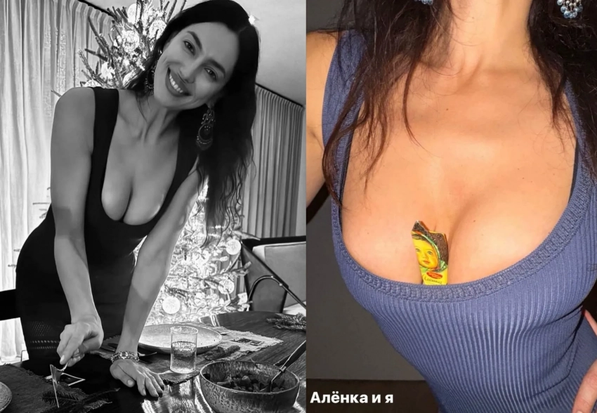 Блины с чёрной икрой, конфеты "Алёнка" и винегрет: Ирина Шейк устроила рождественскую вечеринку в русском стиле