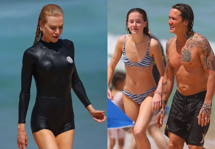 Николь Кидман заметили на пляже с 13-летней дочерью и мужем Китом Урбаном