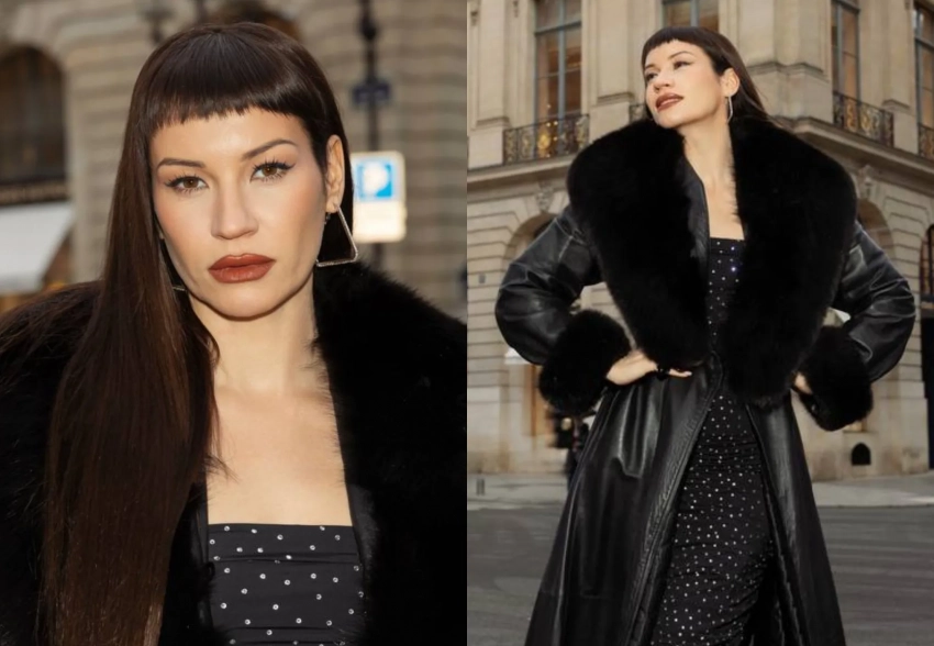 "Жених купил". Ида Галич привезла на Неделю моды в Париж "мамино" кожаное пальто из 90-х