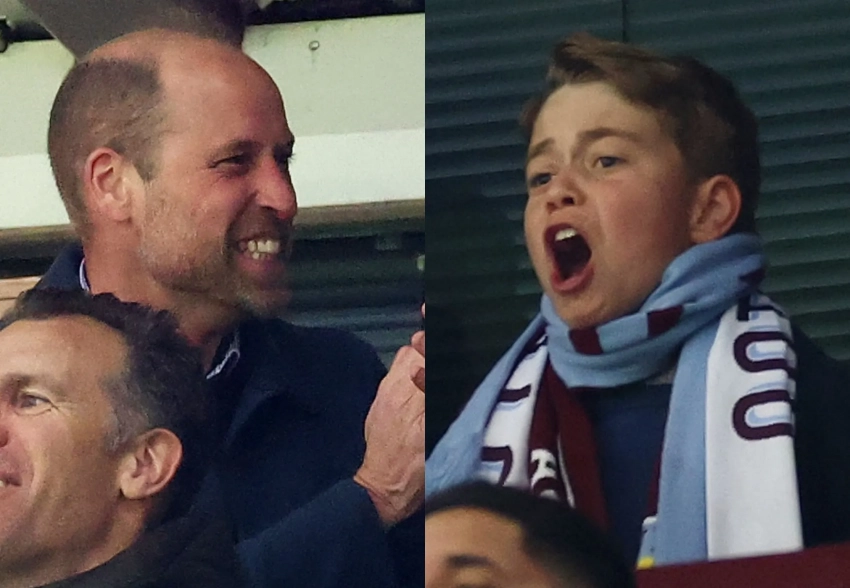 Принц Уильям и принц Джордж посетили футбольный матч в Бирмингеме