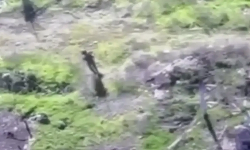 «Родился в рубашке»: опубликованы кадры, как FPV-дрон противника попал в спину российскому бойцу и не сработал