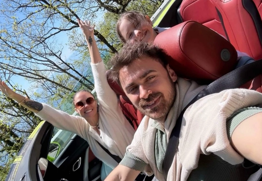 Агата Муцениеце поделилась совместными фото и видео с Петром Дрангой и дочерью Мией на фоне слухов о беременности