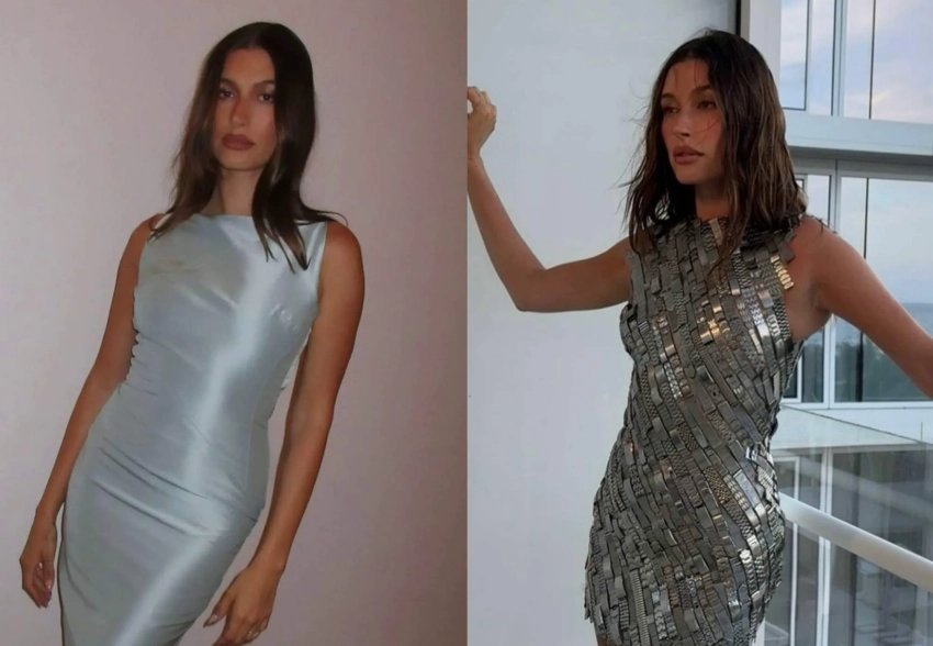 Хейли Бибер повторила образ Анны Винтур и примерила платье из 500 ремешков наручных часов