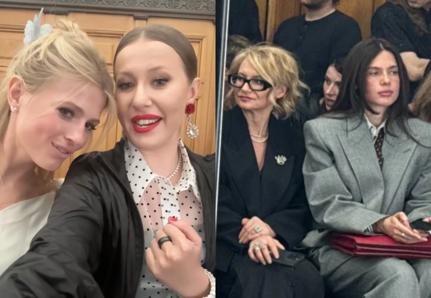 Ксения Собчак, Софья Эрнст, Гоша Рубчинский, Эвелина Хромченко и Валерия Гай Германика на показе Walk of Shame