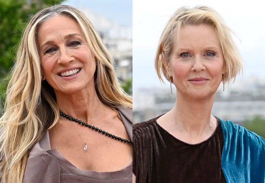 Сара Джессика Паркер, Синтия Никсон и Кристин Дэвис на премьере сериала "И просто так" в Париже