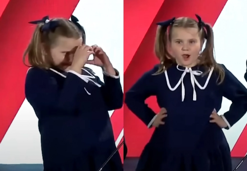 В сети завирусилось видео с дочерью нового президента Польши, которая кривляется во время его речи