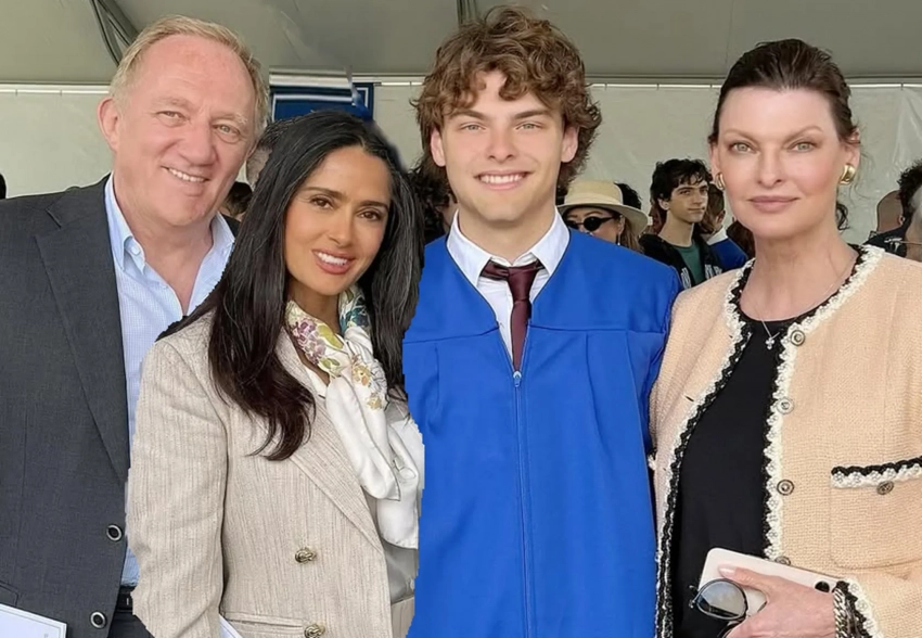 Миллиардер Франсуа-Анри Пино с женой Сальмой Хайек пришёл на выпускной внебрачного сына от Линды Евангелисты, которого отказывался признавать