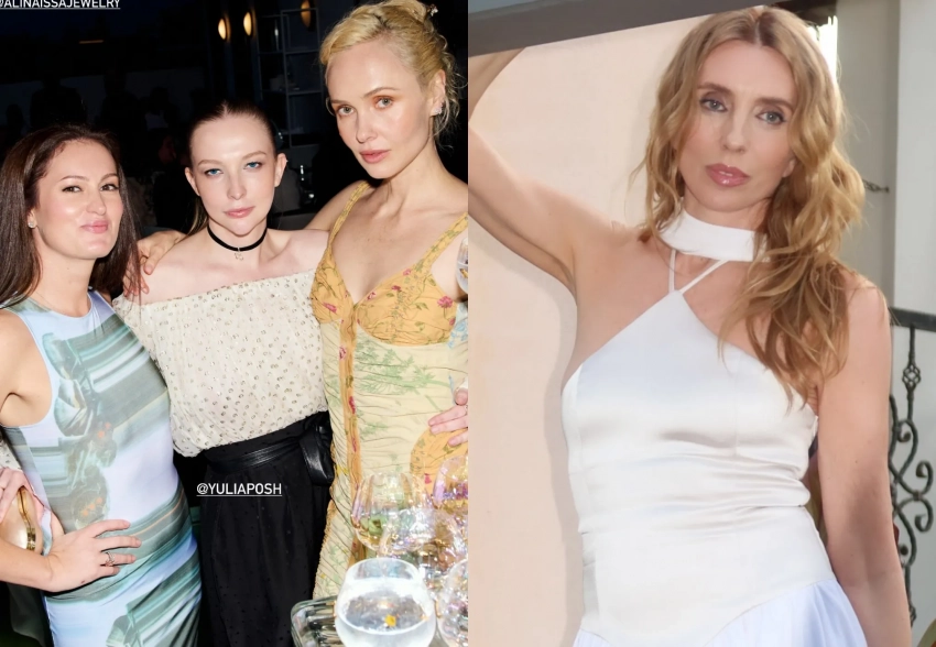 Светлана Бондарчук, Яна Рудковская, Виктория Шелягова и Ольга Карпуть на презентации коллаборации Alina Issa и Юлии Пош