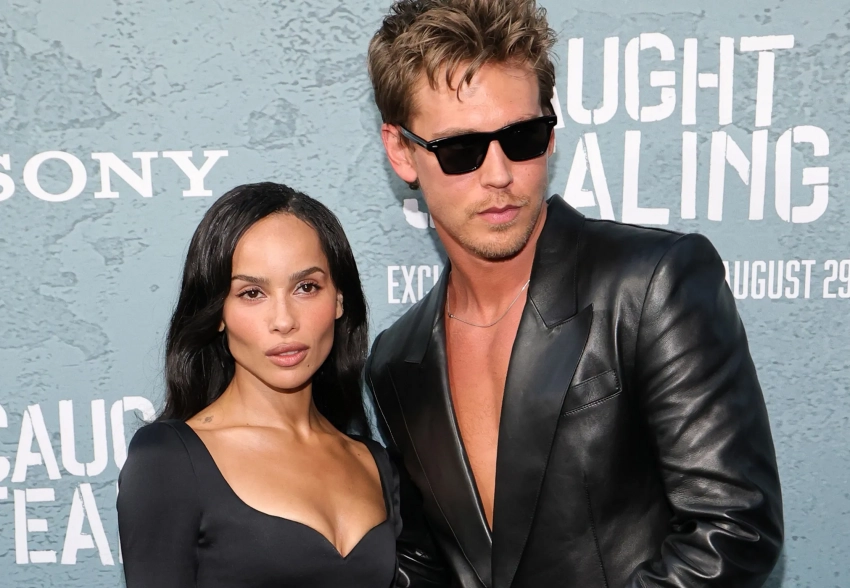 Зои Кравиц и Остин Батлер, Юрий Колокольников, Никита Кукушкин* на нью-йоркской премьере фильма "Пойман с поличным" Даррена Аронофски