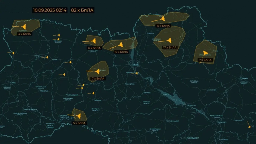 Российские БПЛА атакуют объекты противника от Ровно и Львова до Одессы