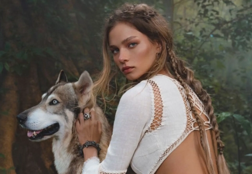 Алеся Кафельникова снялась в новой фотосессии с волком