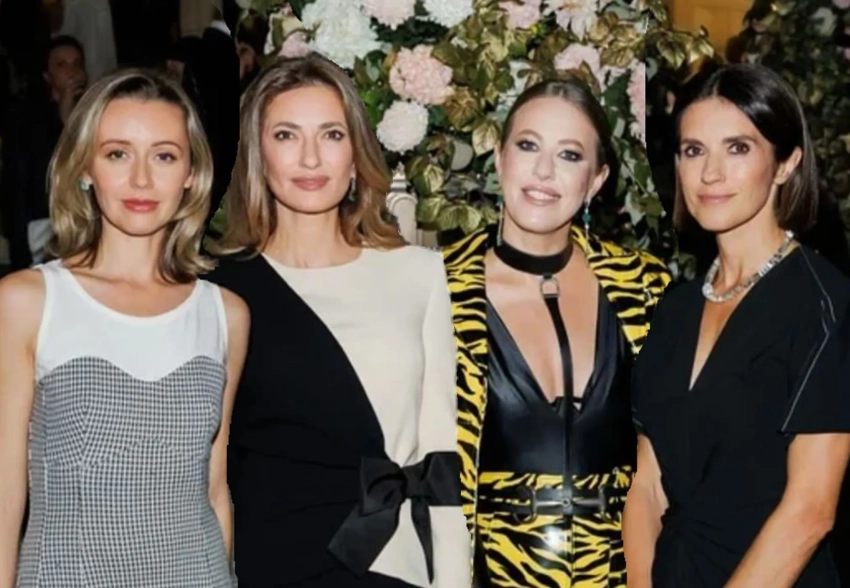 Ксения Собчак (в "хищном" образе), Светлана Бондарчук и Снежанна Георгиева на ювелирной презентации