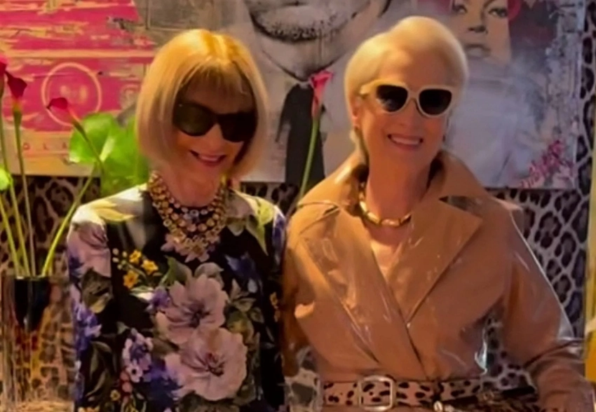 Анна Винтур и Мэрил Стрип в образе героини фильма "Дьявол носит Prada" встретились на показе Dolce & Gabbana