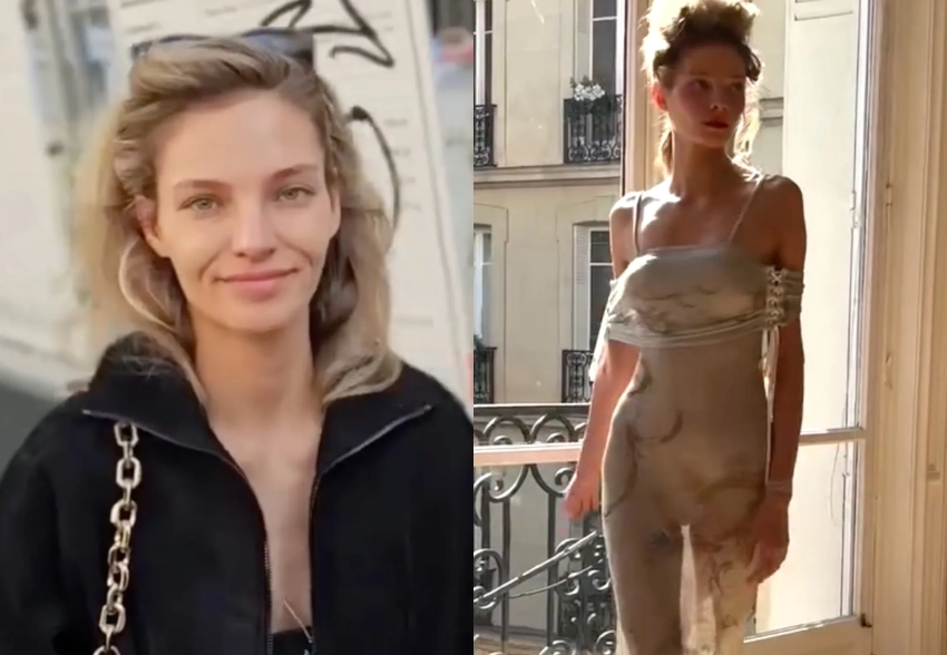 Неделя моды в Париже: Алеся Кафельникова появилась на публике без макияжа и вышла на подиум в "голом" платье