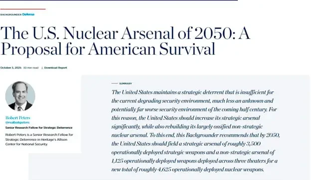 США планируют практически утроить ядерный арсенал к 2050 году