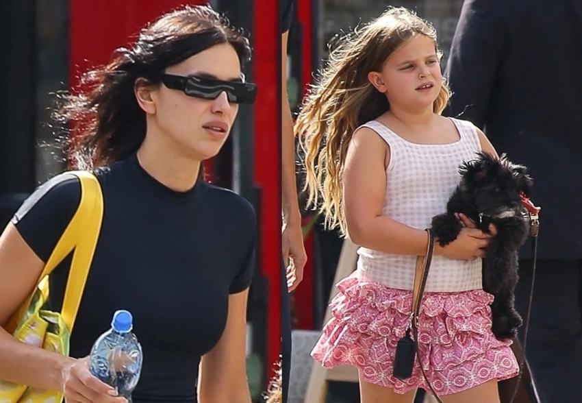 Восьмилетнюю дочь Ирины Шейк в розовом мини-платье засняли с мамой в Нью-Йорке