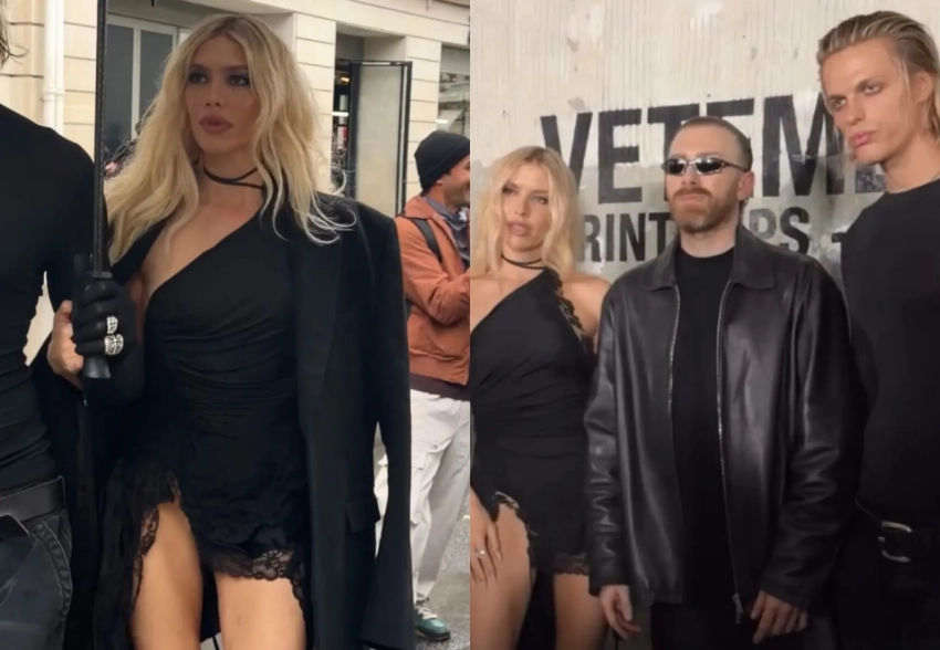 Неделя моды в Париже: Елена Перминова в мини-платье и Тарас Романов посетили показ Vetements