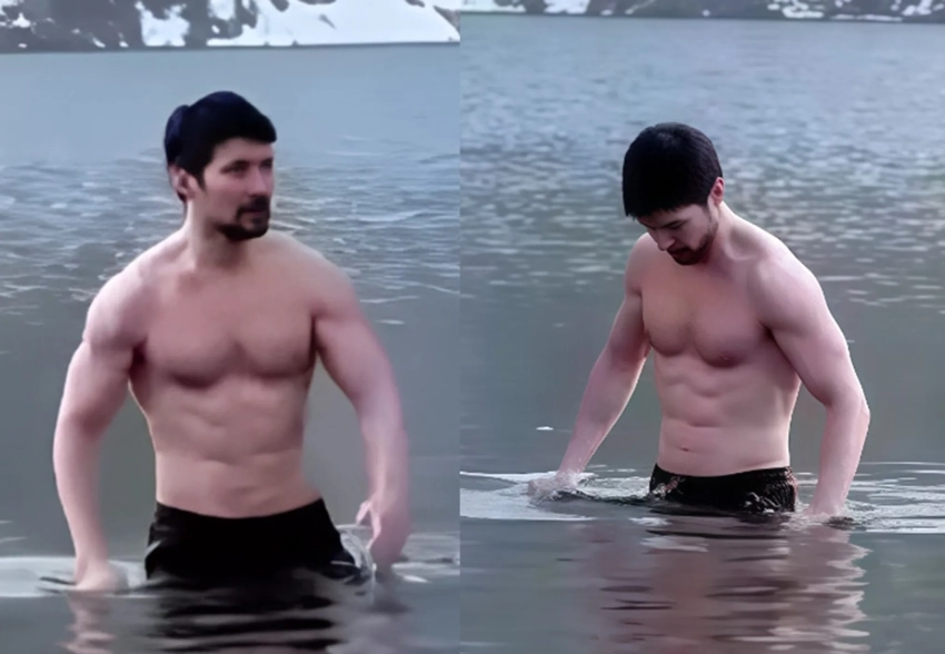 Павел Дуров в Казахстане искупался в ледяном озере и показал видео с голым торсом