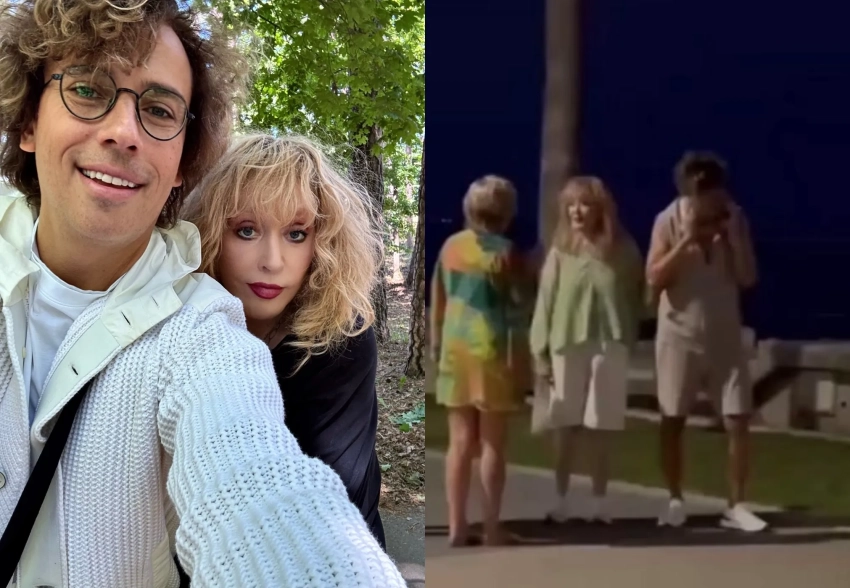 Аллу Пугачёву и Максима Галкина* засняли во время прогулки на Кипре