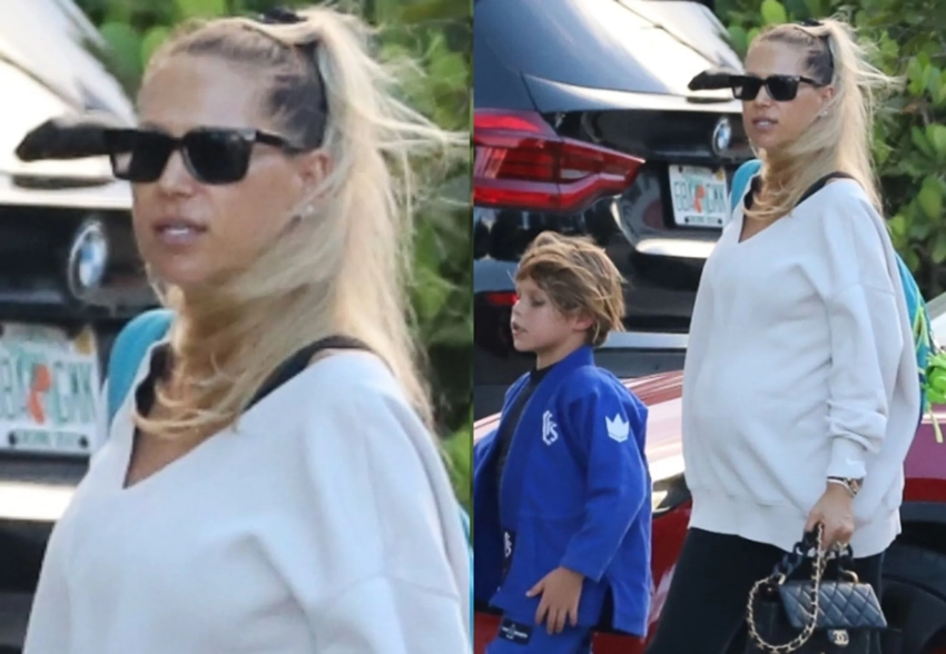 Беременную Анну Курникову с сыном вновь засняли в Майами