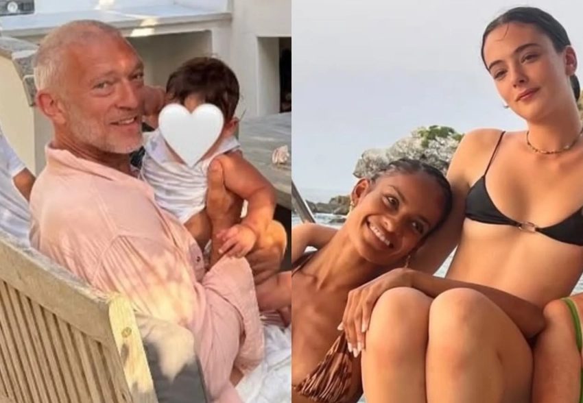 Венсан Кассель проводит отпуск с девушкой Нарой Баптистой, сыном и дочерью Девой от Моники Беллуччи