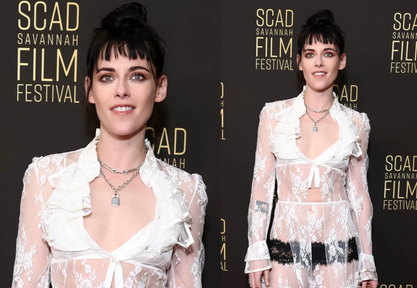 Кристен Стюарт вышла в свет в прозрачном платье