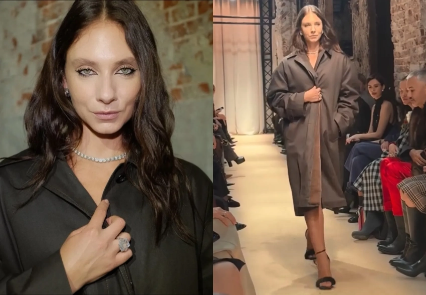 Жена главы Газпромбанка Андрея Акимова Даша Попова приняла участие в показе Александра Терехова