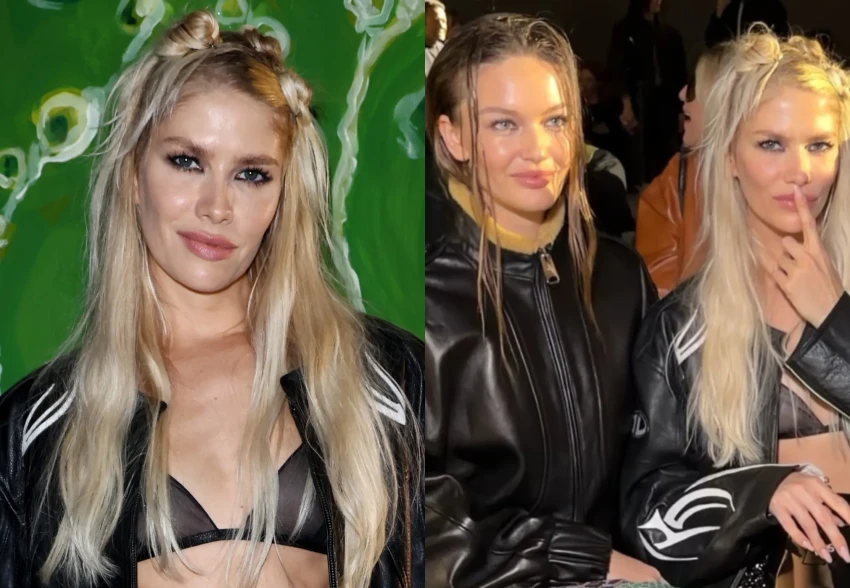 Елена Перминова в прозрачном бюстгальтере посетила показ GCDS